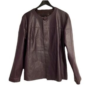 Chico's Women's Exotic Plum Reversible Open Front Leather Jacket - Size 6/8